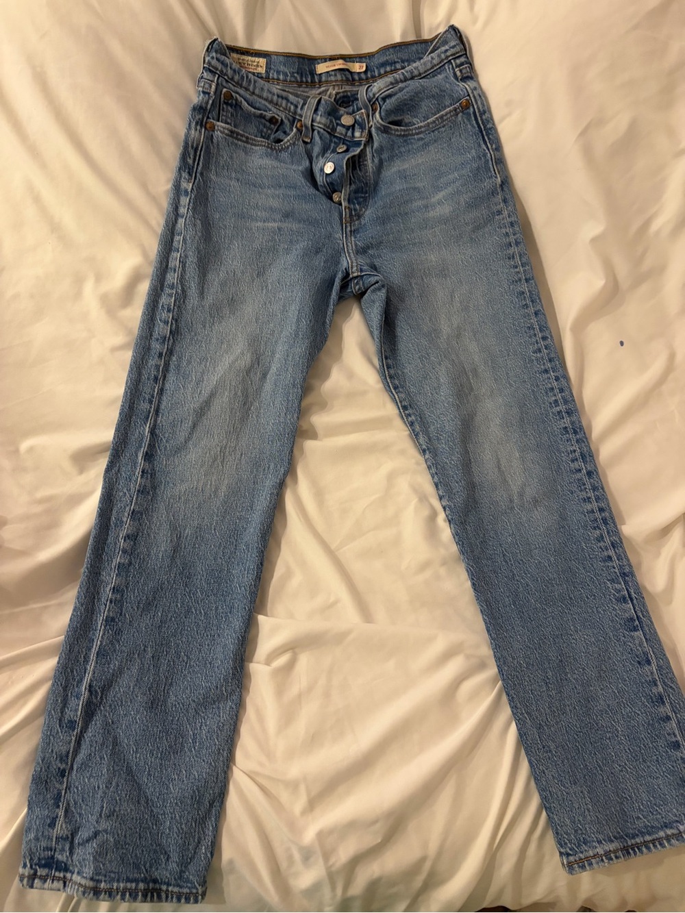 Levi's Wedgie Straight Ankle Denim Light Blue Straight Women’s Jeans - Picture 3 of 6
